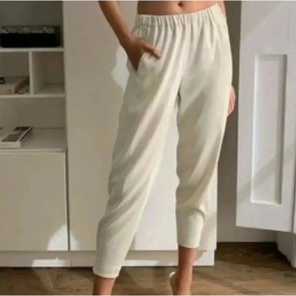 Babaton Dexter Linen‎ Blend Trouser Ankle Pants Small Ivory Quiet Luxury Neutral
